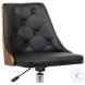 Diamond Black Faux Leather Mid Century Office Chair
