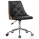 Diamond Black Faux Leather Mid Century Office Chair