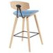 Fox Oak and Light Blue Upholstered Counter Height Stool