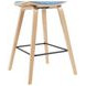 Fox Oak and Light Blue Upholstered Bar Stool