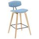 Fox Oak and Light Blue Upholstered Bar Stool