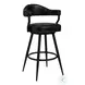 Amador Black Powder Coated And Vintage Black Faux Leather 26" Counter Height Stool