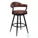 Amador Black Powder Coated And Vintage Coffee Faux Leather 30" Bar Stool