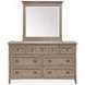 Paxton Place Dovetail Gray 7 Drawer Dresser with Rectangular Mirror