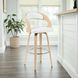 Shelly Oak and White Upholstered Swivel Bar Stool