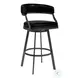 Dione Mineral And Vintage Black Faux Leather 26" Counter Height Stool