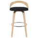 Sonia Oak and Black Upholstered Swivel Bar Stool