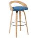 Sonia Oak and Blue Upholstered Swivel Bar Stool