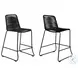 Shasta Black Rope Stackable 30" Outdoor Bar Stool Set of 2
