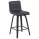 Vienna Brushed Black and Black Upholstered Swivel Counter Height Stool