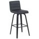 Vienna Brushed Black and Black Upholstered Swivel Bar Stool