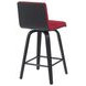 Vienna Brushed Black and Red Upholstered Swivel Counter Height Stool
