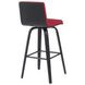 Vienna Brushed Black and Red Upholstered Swivel Bar Stool
