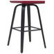 Vienna Brushed Black and Red Upholstered Swivel Bar Stool