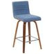 Vienna Walnut and Vintage Blue Upholstered Swivel Counter Height Stool