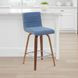 Vienna Walnut and Vintage Blue Upholstered Swivel Counter Height Stool