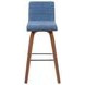 Vienna Walnut and Vintage Blue Upholstered Swivel Bar Stool