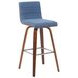 Vienna Walnut and Vintage Blue Upholstered Swivel Bar Stool