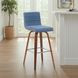 Vienna Walnut and Vintage Blue Upholstered Swivel Bar Stool