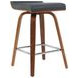 Vienna Walnut and Vintage Black Upholstered Swivel Counter Height Stool