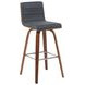 Vienna Walnut and Vintage Black Upholstered Swivel Bar Stool