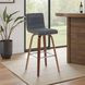 Vienna Walnut and Vintage Black Upholstered Swivel Bar Stool
