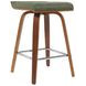 Vienna Walnut and Vintage Green Upholstered Swivel Counter Height Stool
