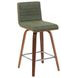 Vienna Walnut and Vintage Green Upholstered Swivel Counter Height Stool