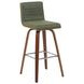 Vienna Walnut and Vintage Green Upholstered Swivel Bar Stool