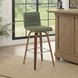 Vienna Walnut and Vintage Green Upholstered Swivel Bar Stool
