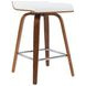 Vienna Walnut and White Upholstered Swivel Counter Height Stool