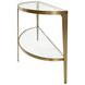 Lisa Antique Brass Glass Top Demilune Console Table