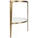Lisa Antique Brass Glass Top Demilune Console Table