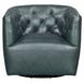 Mira Forest Green Leather Upholstered Swivel Accent Chair