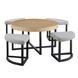 Magnolia Brown Round Nesting Coffee Table with 4 Stools