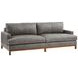 Horizon Gray Leather Upholstered 88" Sofa with Walnut Legs