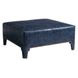 Sheffield Blue Leather Upholstered Cocktail Ottoman with Nailhead Trim