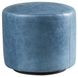 Three Arch Blue Leather Upholstered Ottoman