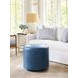 Three Arch Blue Leather Upholstered Ottoman