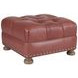 Winslow Red Leather Upholstered Ottoman with Nailhead Trim