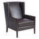 Stratton Black Leather Upholstered Wind Chair