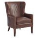 Avery Brown Leather Upholstered Wing Chair with Nailhead Trim
