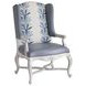 Patras Blue and Gray Leather Upholstered Wing Chair with Nailhead Trim