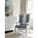 Patras Blue and Gray Leather Upholstered Wing Chair with Nailhead Trim