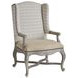 Patras Beige Leather Upholstered Wing Chair with Nailhead Trim