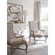 Patras Beige Leather Upholstered Wing Chair with Nailhead Trim