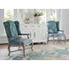 Patras Blue Leather Upholstered Wing Chair with Nailhead Trim