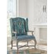 Patras Blue Leather Upholstered Wing Chair with Nailhead Trim