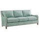 Twin Palms Koko Green Leather 85" Sofa with Nailhead Trim