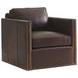Hinsdale Shadow Play Brown Leather Upholstered Swivel Chair with Nailhead Trim